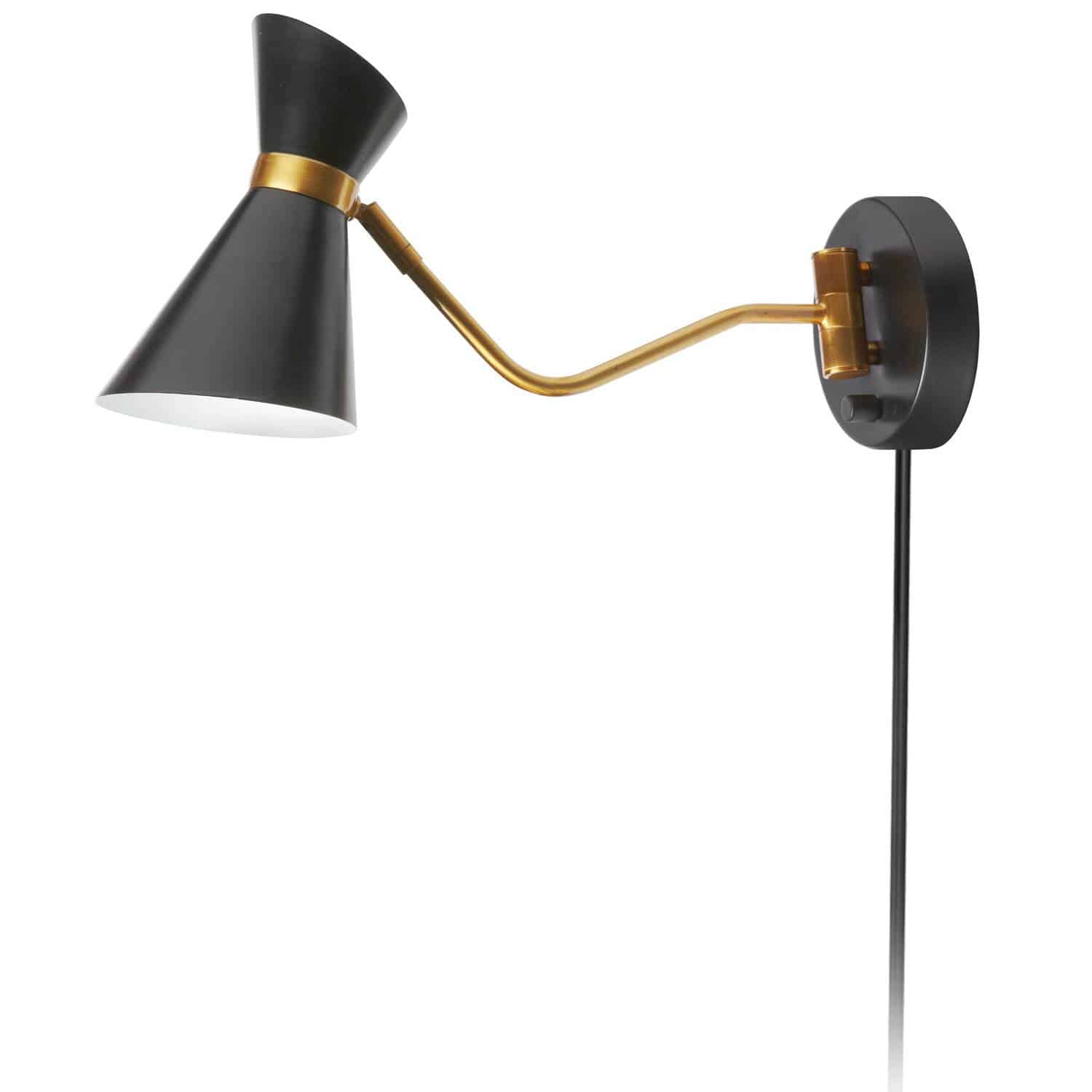 1 Light Swing Arm Lamp, Black / Vintage Bronze Finish