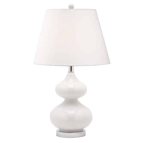 1 Light Incandescent Table Lamp White Glass Finish with White Shade
