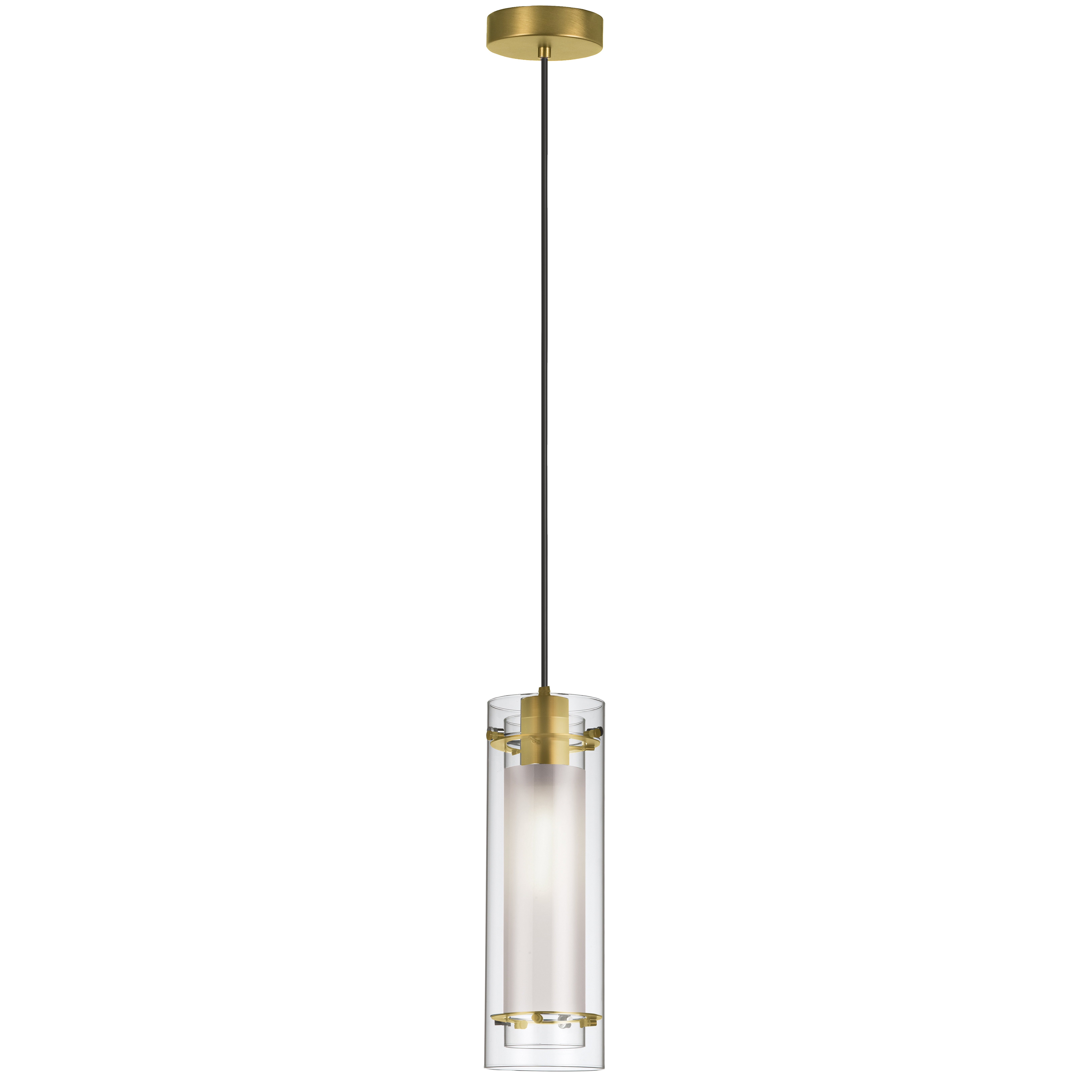 Subtle and intriguing details create a sophisticated allure in the Pasha family of lighting. The classic drop design gets a modern sheen, with sleek lines and chic contrasts. The metal drop frame is discrete, and comes in your choice of finish. A frosted glass cylinder set inside a slightly larger clear glass housing create a multi-dimensional look, and an understated gleam. Pasha lighting will satisfy discerning tastes, and enhance the clean, smooth surfaces of a kitchen or bar, and add a pop of artistry to the foyer.