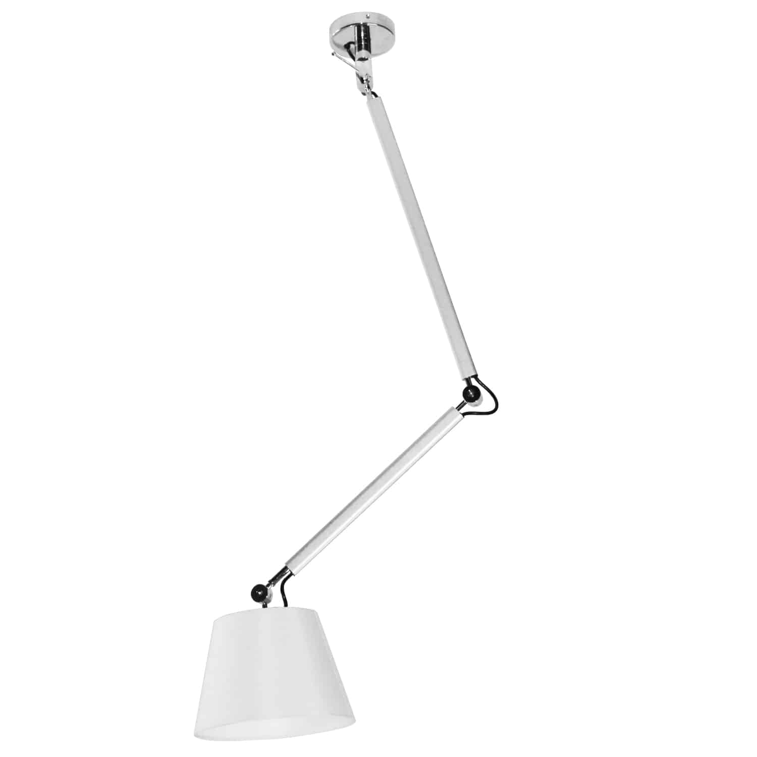 1 Light Adjustable Arm Fixture, Silver Finish with White Shade 