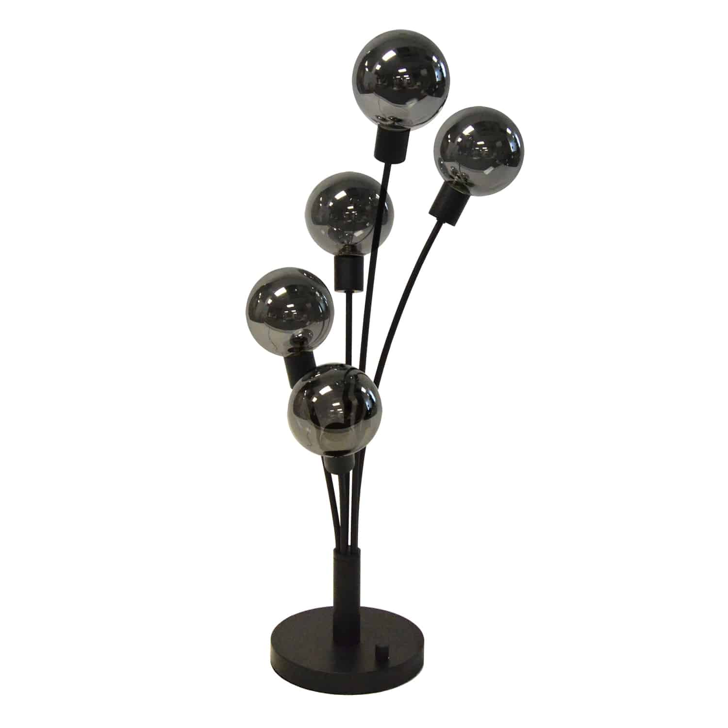 5 Light Incandescent Table Lamp Black Finish with Smoked Glass