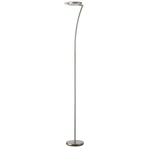 Adding welcome light in a smooth contemporary aesthetic, the LED Floor Lamp collection features a distinctive profile. The design features an integrated LED light. LED fixtures produce light at up to 90 percent better efficiency than incandescent lighting. The metal base and rod curves back slightly for the simple configuration, splitting into two arms for the mother/son light. The light housing directs illumination down from above, making it ideal for reading, studying or work. Available in both a simple and mother/son configuration, it's a stylish and practical solution to any dark corners of your home or office.