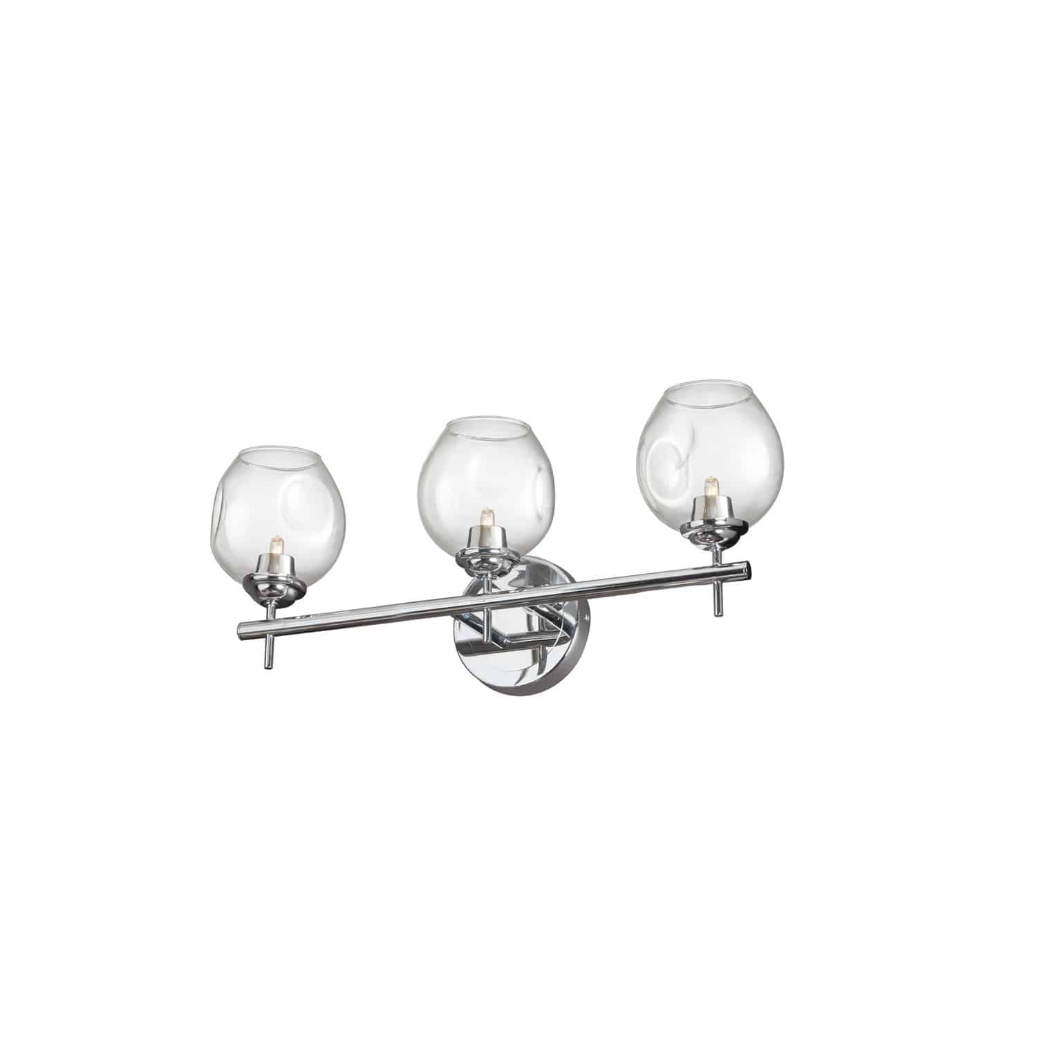 The eye-catching contrast of glass globes and sleek straight lines form the basis of the ABII family of lighting fixtures. It's a versatile and adaptable design with options ranging from a single sconce to a large pendant light in a look that can work with virtually any room or design scheme. The metal base and arms create a pattern to showcase the reflective effects of the glass globes. Colorway options include complementary finishes from warm to stylishly dramatic. Halogen lights add a warm glow.  From ultra-modern minimalism to mid-century and even more traditional décors, the ABII family of lightings transitional design is both luxurious and timeless in its appeal.