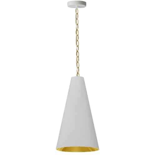 1 Light Small Anaya Aged Brass Pendant with White/Gold Shade