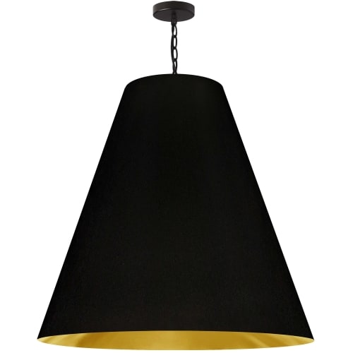 1 Light X-Large Anaya Matte Black Pendant with Black/Gold Shade