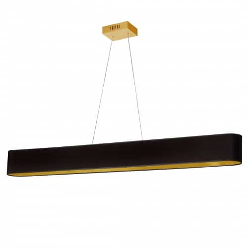 30W Horizontal Aged Brass Pendant with Black/Gold Shade