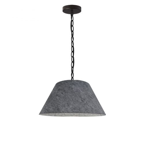 A chic silhouette adds a touch of Parisian style couture to your home with the Brynn family of lighting. An elegant drop, and luxury materials, give it an upscale allure that will blend into modern or transitional furnishings. A chain drop ends in a metal frame, with a tapered drum style two-sided shade. The fabric shade and frame come in a variety of colorway combinations, from complementary to dramatic contrasts. Simple, yet substantial, Brynn lighting comes in a range of sizes to fit most rooms of your home, including a great room or large foyer.