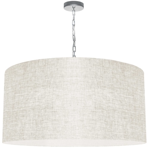 Braxton lighting adds a classic outline to your modern, minimalist or transitional furnishings. It blends traditional design elements with clean modern lines for a versatile appeal. The metal chain drops to a fabric drum shade, with available contrasting or monochromatic inner and outer surface. It adds a multi-dimensional effect to the simple drum shape. The Braxton family of lighting combines sleek style with a substantial silhouette that will draw the eye in living and dining rooms, bedrooms or main hallways.