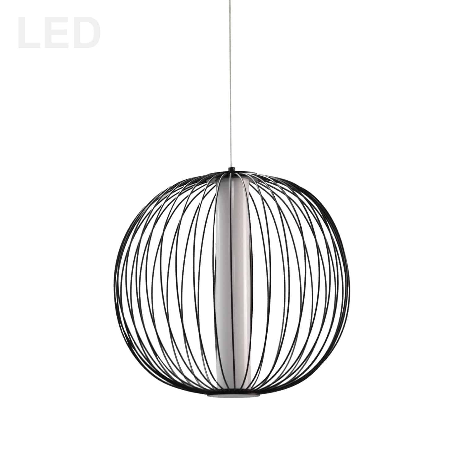 20W LED Pendant, Matte Black with White Acrylic Diffuser