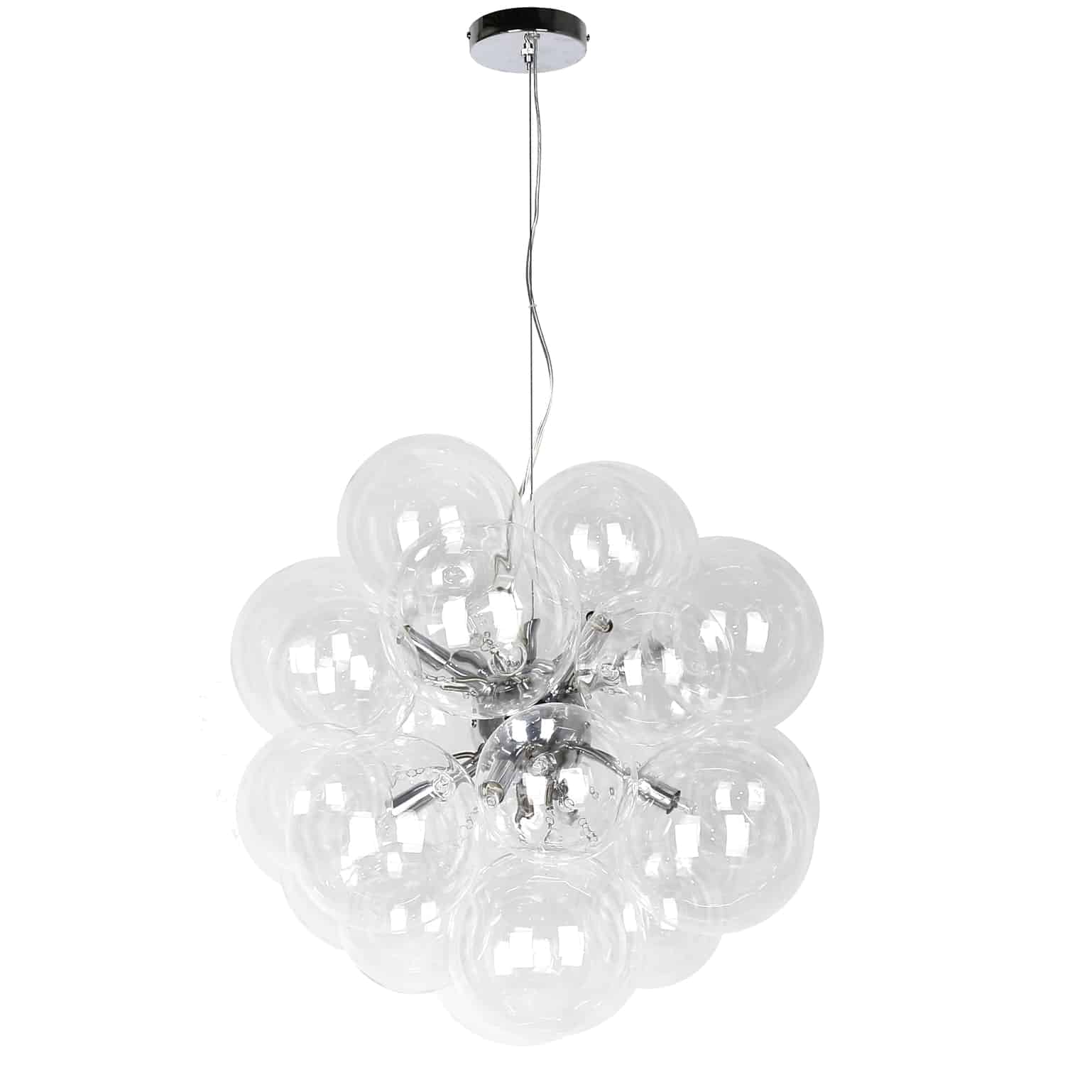 6 Light Halogen Pendant Polished Chrome Finish with Clear Glass
