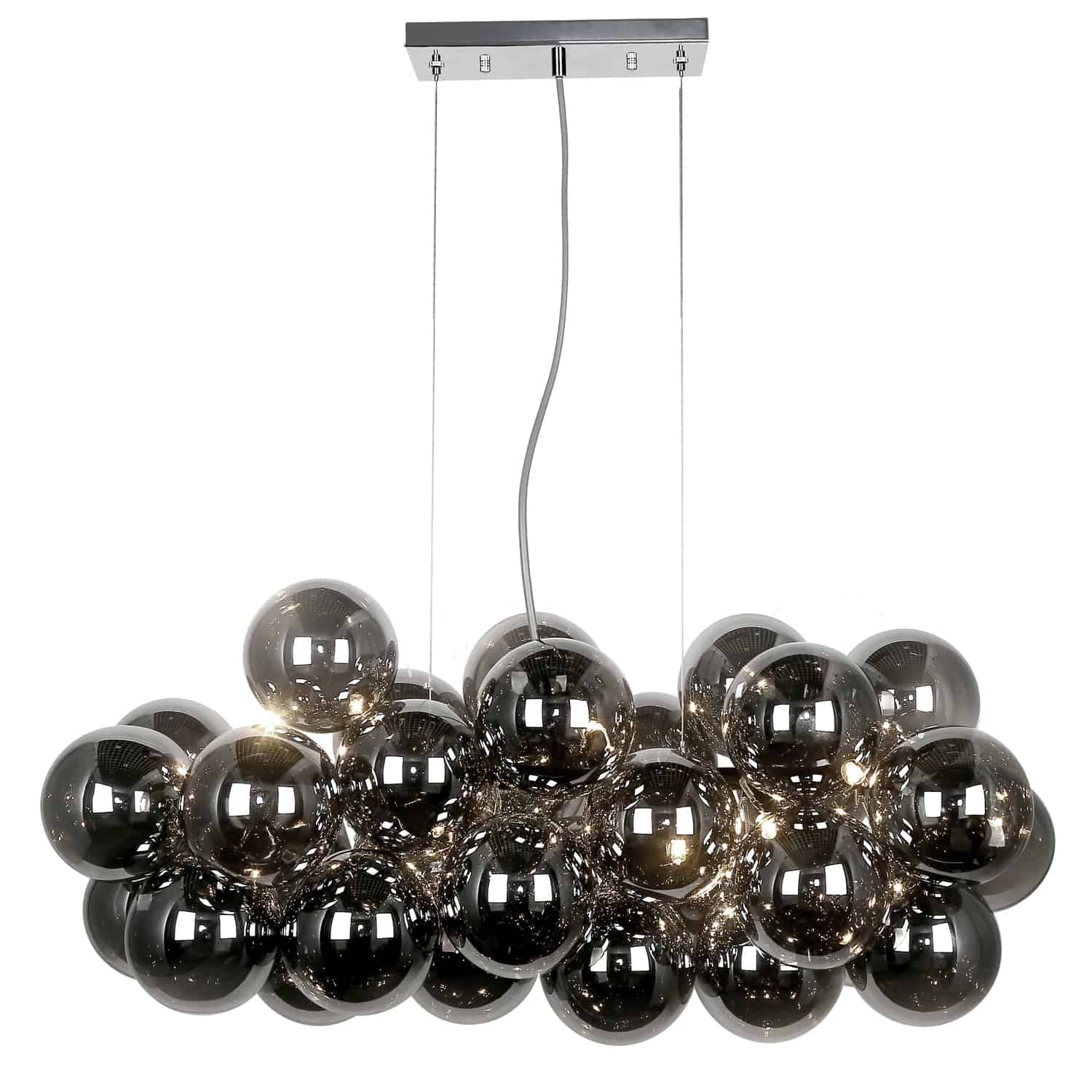 The emphasis is on the appeal of the spherical shape in the Comet family of lighting. Available in varied configurations and sizes, Colby lighting shows off your opulent sense of contemporary style.  The primary feature of each Colby light is created with glass globes that reflect and amplify the lights set within a metal frame. Clear or smoked glass, and a choice of contrasting metal finishes, complete the striking design.  It's a sure way to create textural appeal and add curves to any area of the home from hallways to main rooms like the dining room or kitchen.