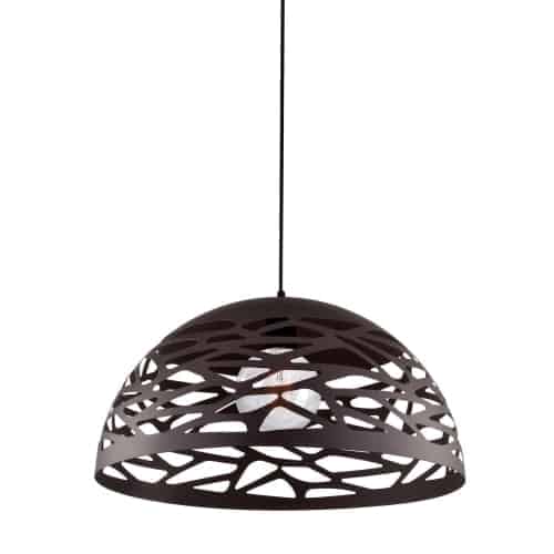 Artful in its design, and elegant in its effect, the Coral family of pendant lighting adds a graceful note to your home. The open pattern creates an eye-catching effect that adds a point of interest to modern and mid-century furnishings.  The metal frame drops to an inverted half globe, with an intriguing and irregular cut-out pattern inspired by the delightfully varied patterns of the coral reef. Clean, stylized lines give it a modern edge. Coral lighting adds textural interest to the smooth lines of a kitchen or dining area.
