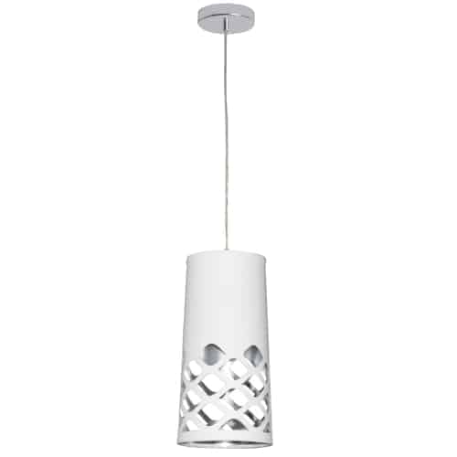 Like pretty Chinese lanterns, light plays peek-a-boo with the design of Cutouts light fixtures. Cutouts add an enchanting and eye catching element to your home, featuring a conical shade with a geometric "cutout" pattern.  The shade is available in a variety of options with a metallic finish and contrasting colour inside and outside to enhance the geometric design. The one-bulb Cutout pendant lights or portable tabletop designs will add an instant focal point to any corner and are perfect for hallways and smaller rooms. Use a series of Cutout lights in a single room to create an elegant and light infused space.