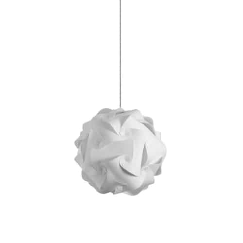 The ingenious design of the Globus collection of pendant lighting lends its unique flair to any room in your home and any place you want to create a center of attention.  A simple satin chrome drop holds a fabric shade that swirls and overlaps in a precise and intricate pattern that creates movement and an enchanting play to the light. It's the perfect addition to any contemporary décor scheme and adds whimsical style to minimalist furnishings. The Globus family of lighting comes in a range of sizes to suit your specific needs.