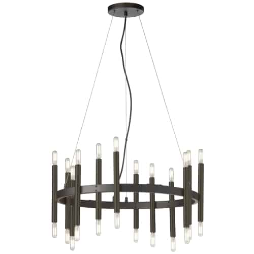With strong lines in an artful design, the Derry family of chandelier lighting showcases your refined sense of style. Casting light both above and below, Derry lighting creates a welcome and reflective glow in the room. A simple linear metal frame in a fashionable black matte finish contrasts with the lights that glow at either end of vertical rods. The effect is modern, with a nod to traditional chandelier construction. Perfect for living or bedrooms, Derry lighting also adds a touch of artisan-style flair to an office setting.