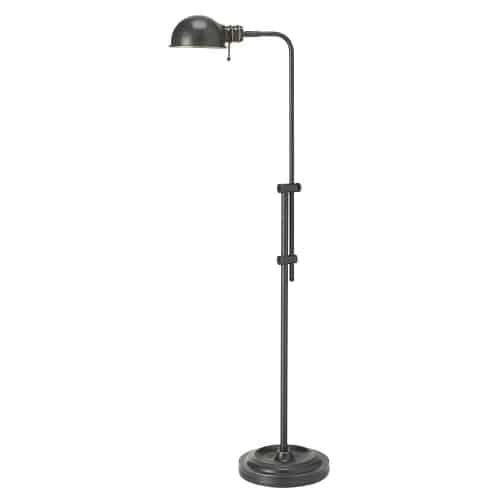 Like its namesake, the Fedora family of lighting pays tribute to traditional forms and designs. The classic pharmacy floor lamp is crafted with efficient modern detail. The metal base and frame are adjustable in height, with a round lamp head, and a pull chain to turn it on. It comes in your choice of finishes to adapt to any traditional décor scheme. Fedora lighting, with its blend of practical features and timeless style, will blend easily with the furnishings in a bedroom, living room or office space.