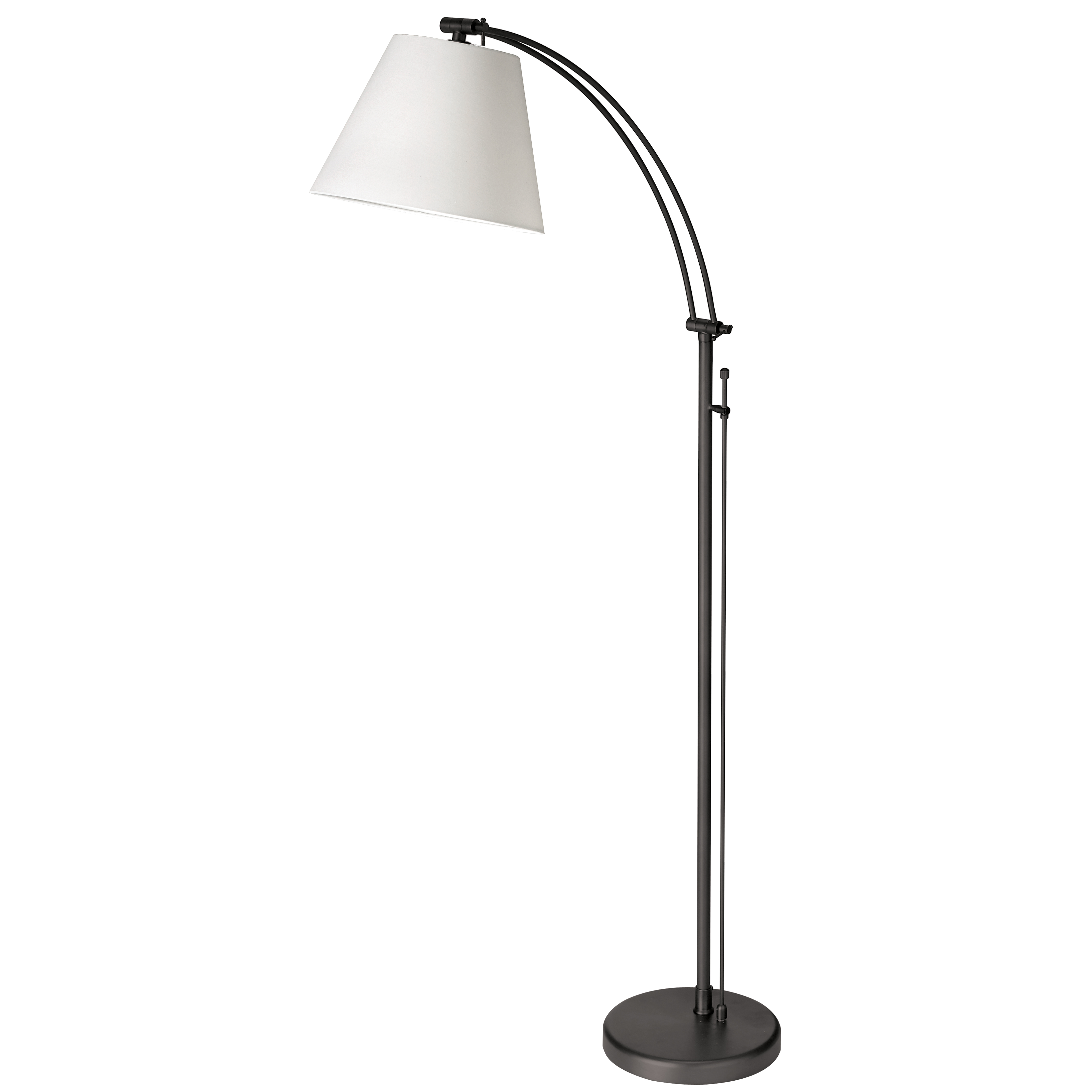 The Felix family of lighting takes a traditional floor lamp design and adds modern convenience and a stylish aesthetic. The angle of the shade can be adjusted to suit your needs. The metal frame and base in your choice of finish incorporates a straight rod that divides in two, with adjustable arms that arc out to the fabric shade. An empire shade completes the fashionable silhouette. With its practical features and clean modern style, Felix lighting is a welcome addition to your living room, bedroom or office space.