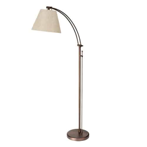 Adjustable Floor Lamp, Oil Brushed Bronze, Flax Empire Shade, Rotary Dimmer Switch