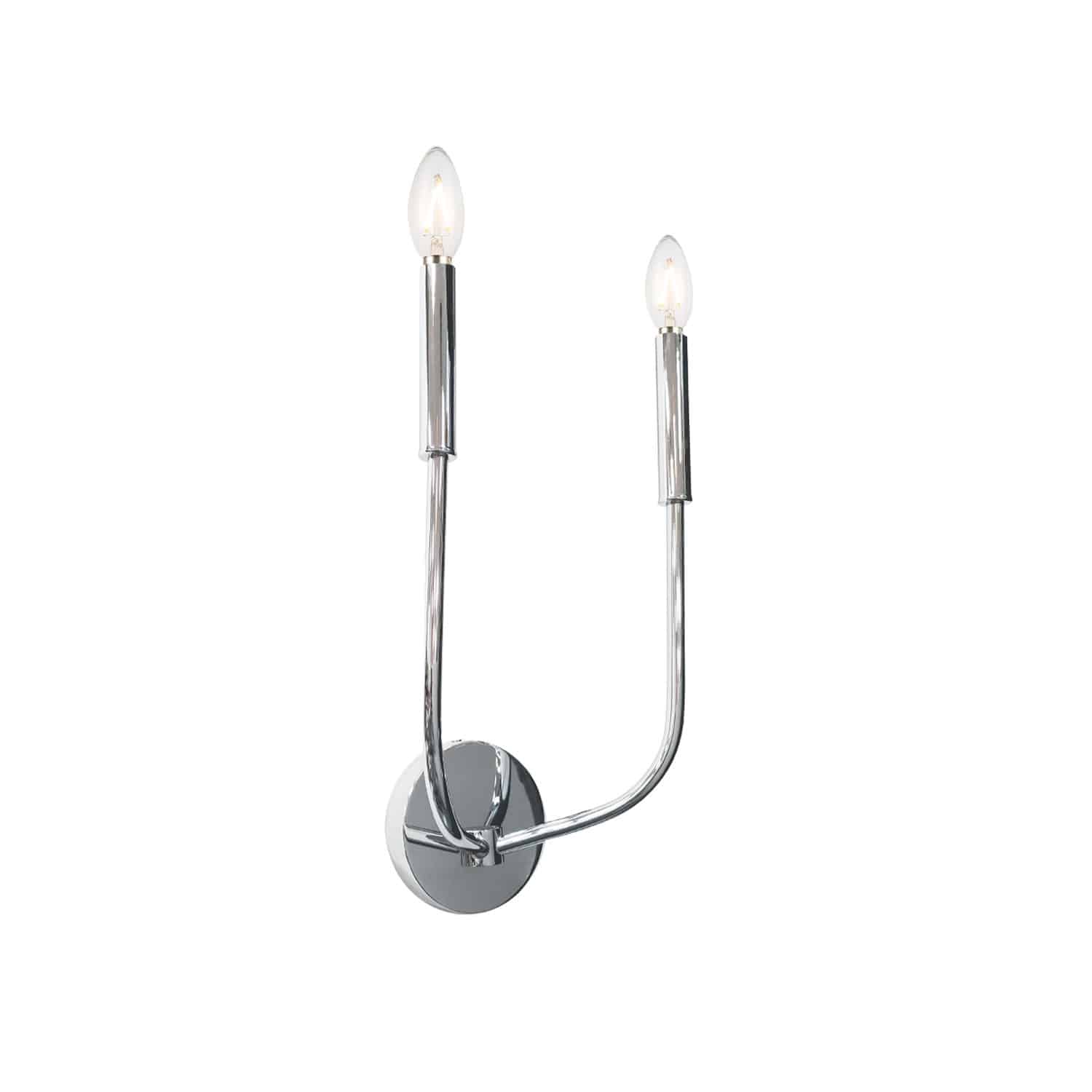 2 Light Incandescent Wall Sconce, Polished Chrome
