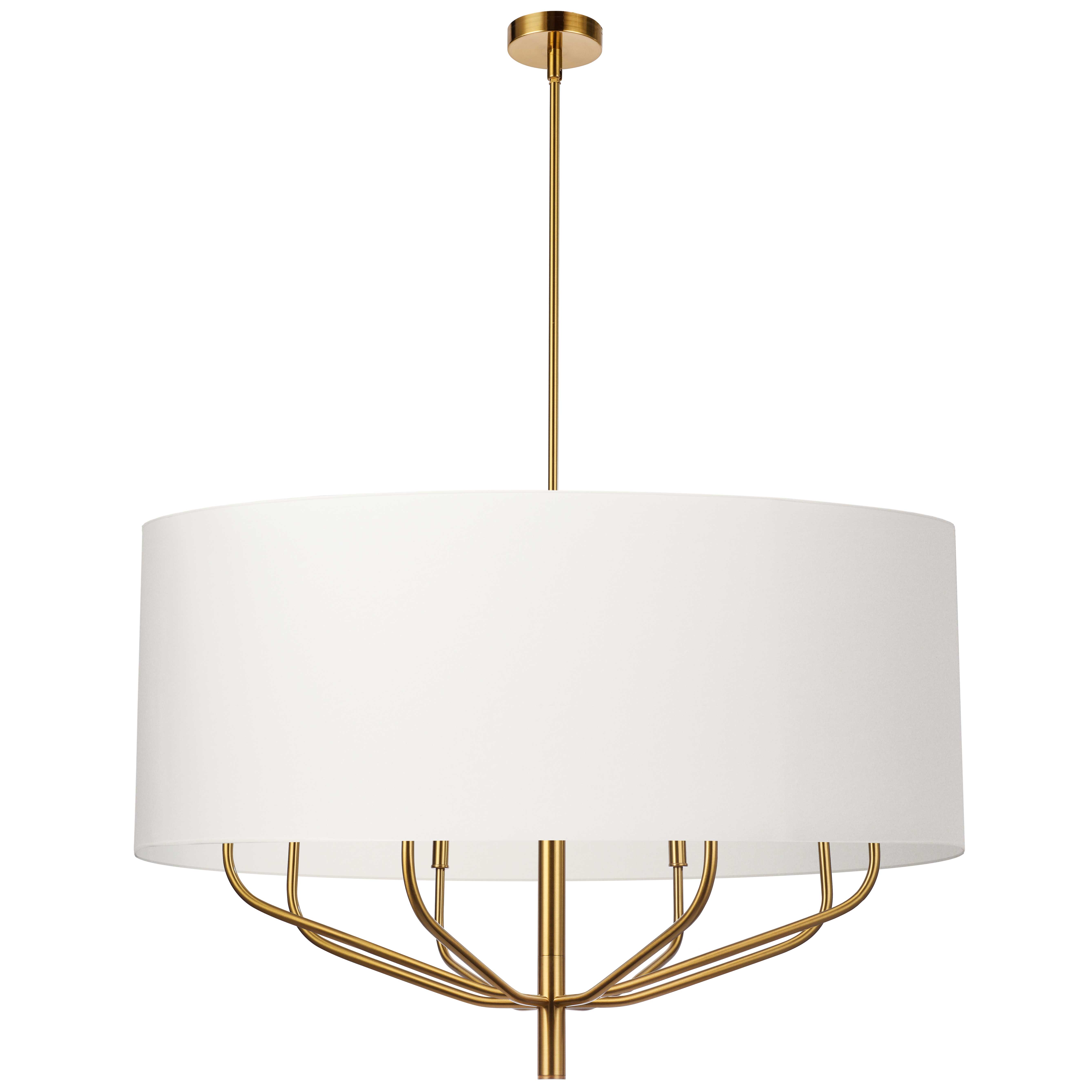 Using a simple idea based on traditional chandelier designs, the Eleanor family of lighting exudes luxury and refined style. It's available in configurations to suit larger or smaller spaces.  The metal frame in a choice of finish features a strong vertical drop, with arms that curve gracefully upwards in one or two tiers. An optional fabric shade encompasses the silhouette while diffusing the light to a softer glow.  Elegant and striking in its effect, Eleanor lighting will enhance the main rooms of your home, including living and dining rooms, or a main foyer area.