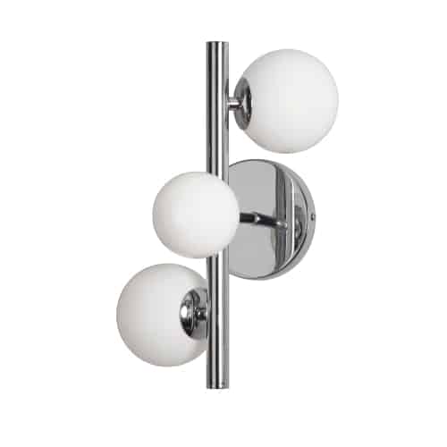 3 Light Halogen Wall Sconce Polished Chrome Finish with White Glass