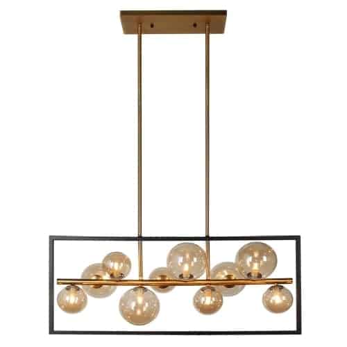 Based on the eye-catching contrast between a linear frame and reflective glass globes bulbs, the Glasgow family of lighting takes the concept in unexpected directions and arresting configurations sure to garner attention.  The linear metal frame and globe lights come in a choice of color/finish combinations from warm to dramatically stylish. Its a look that adds both visual and textural contrast. With both vertical and horizontal, simple and elaborate designs available, Glasgow lighting adds a unifying sense of opulent style to your home.