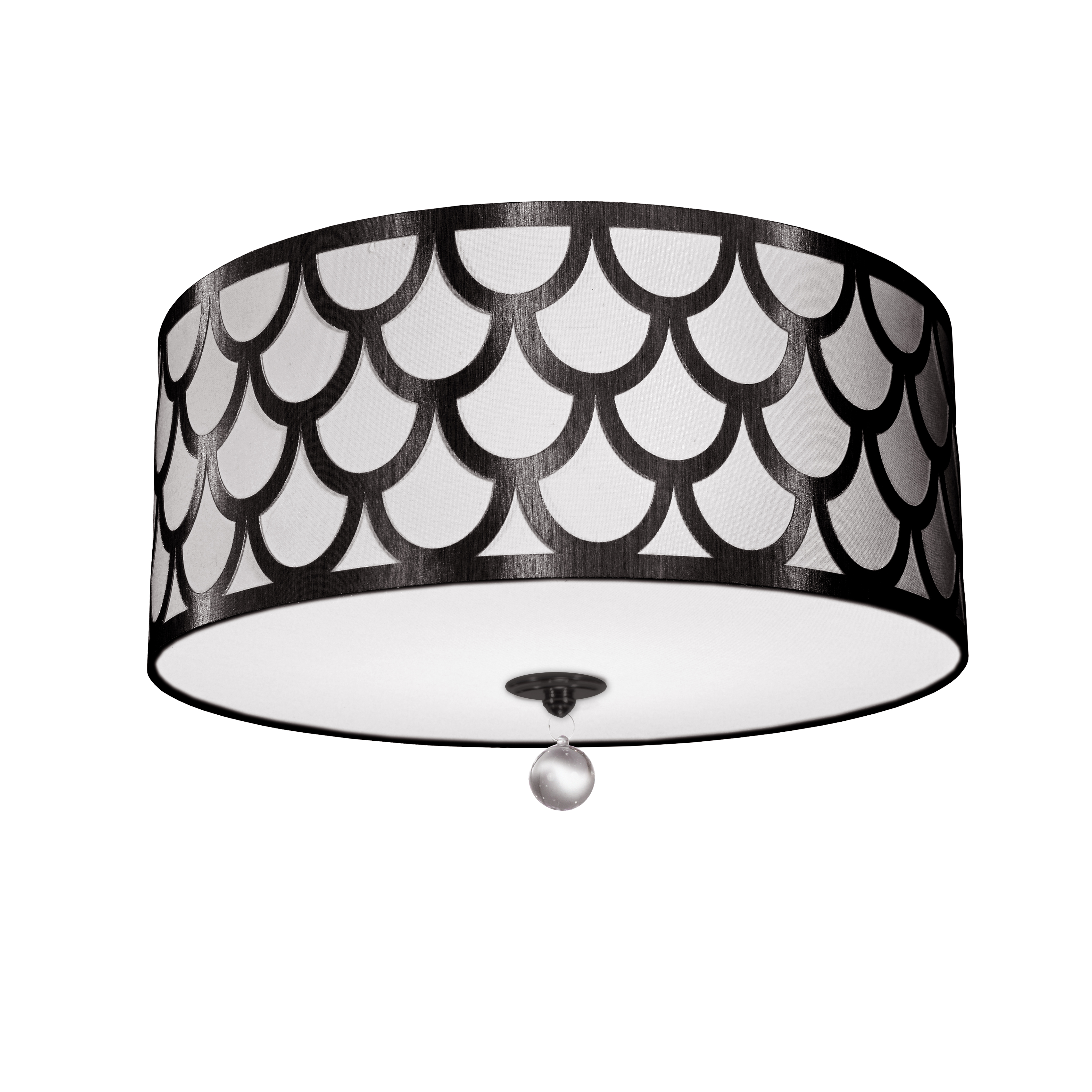 With its elegant patterning and classic shape, the Hannah family of lighting has a timeless look, delivered with clean modern style. The design delivers eye-catching style by paying attention to the details. A discrete metal frame keeps the focus on the fabulously fashionable fabric shade. The two color design features a white base in Italian linen, with a scalloped overlay in a contrasting hue. It's a chic look in premium materials that conveys a sense of luxury to your foyer or living room.