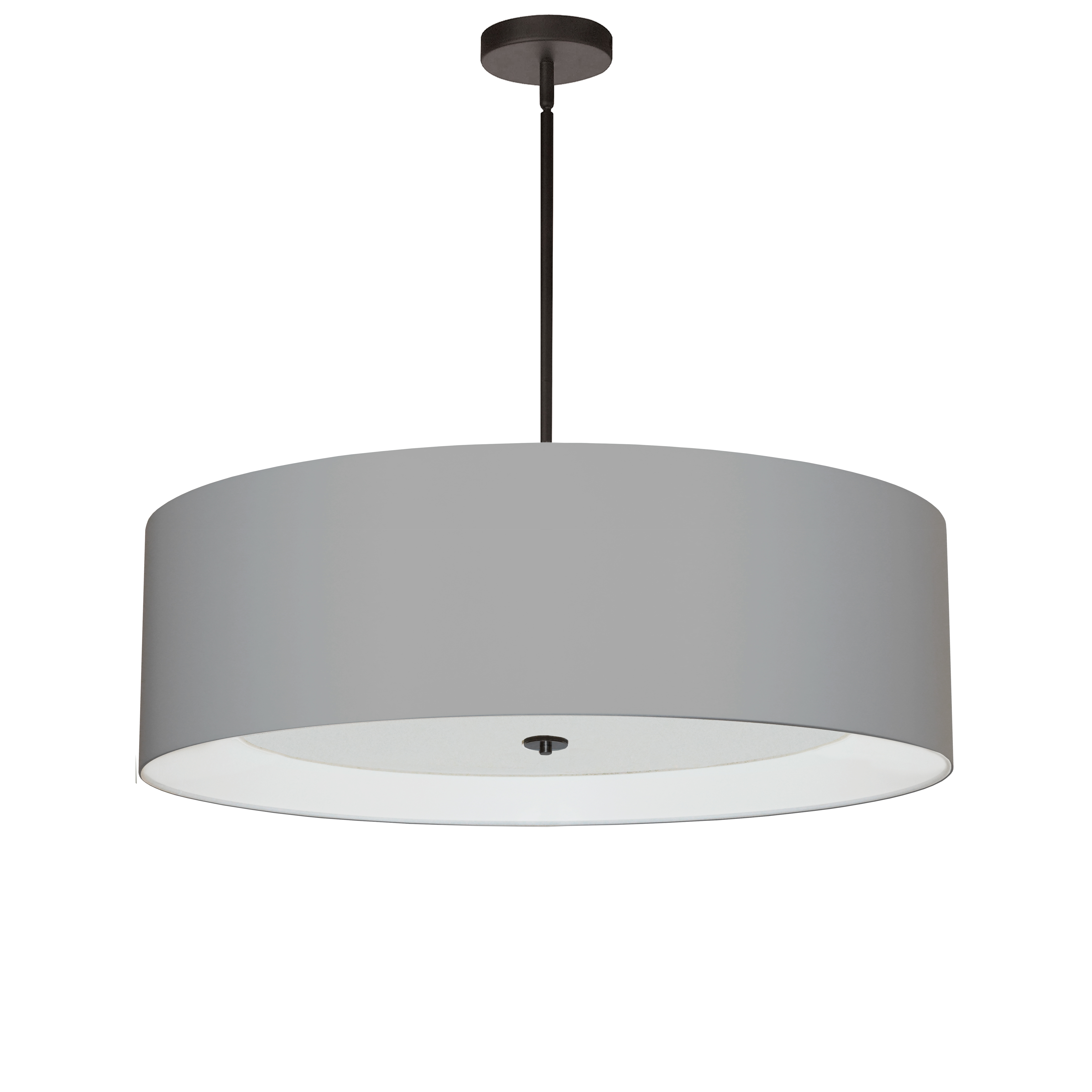 The eye is drawn to the polished minimalism of the Helena family of lighting. The effect is subtle and stylish, making a statement in luxury for discerning tastes.  A minimalist frame in metal with a polished chrome finish is overshadowed by a large drum-style fabric shade in your choice of color. Inside the shade, a white fabric diffuser creates softer, skin-friendly lighting. The look can be set flush to the ceiling for an even more understated effect. Helena lighting adds a fashionable note to your foyer or dining room area, without taking the spotlight away from your overall décor scheme.