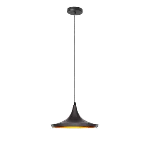 Sleek and stylish, the Helsinki line of lighting fixtures adds a chic fashionable note to your home décor.  Helsinki pendant lighting features a solid, opaque shade and canopy in a variety of shapes with gracefully curved lines. The shade comes in your choice of matte black with a gold finish interior or matte white with a silver finish inside to give you warm lighting in skin flattering shades that will complement most colour palettes, including contemporary neutrals. Available in single bulb configurations, Helsinki lighting is ideal for hallways or smaller rooms and areas.