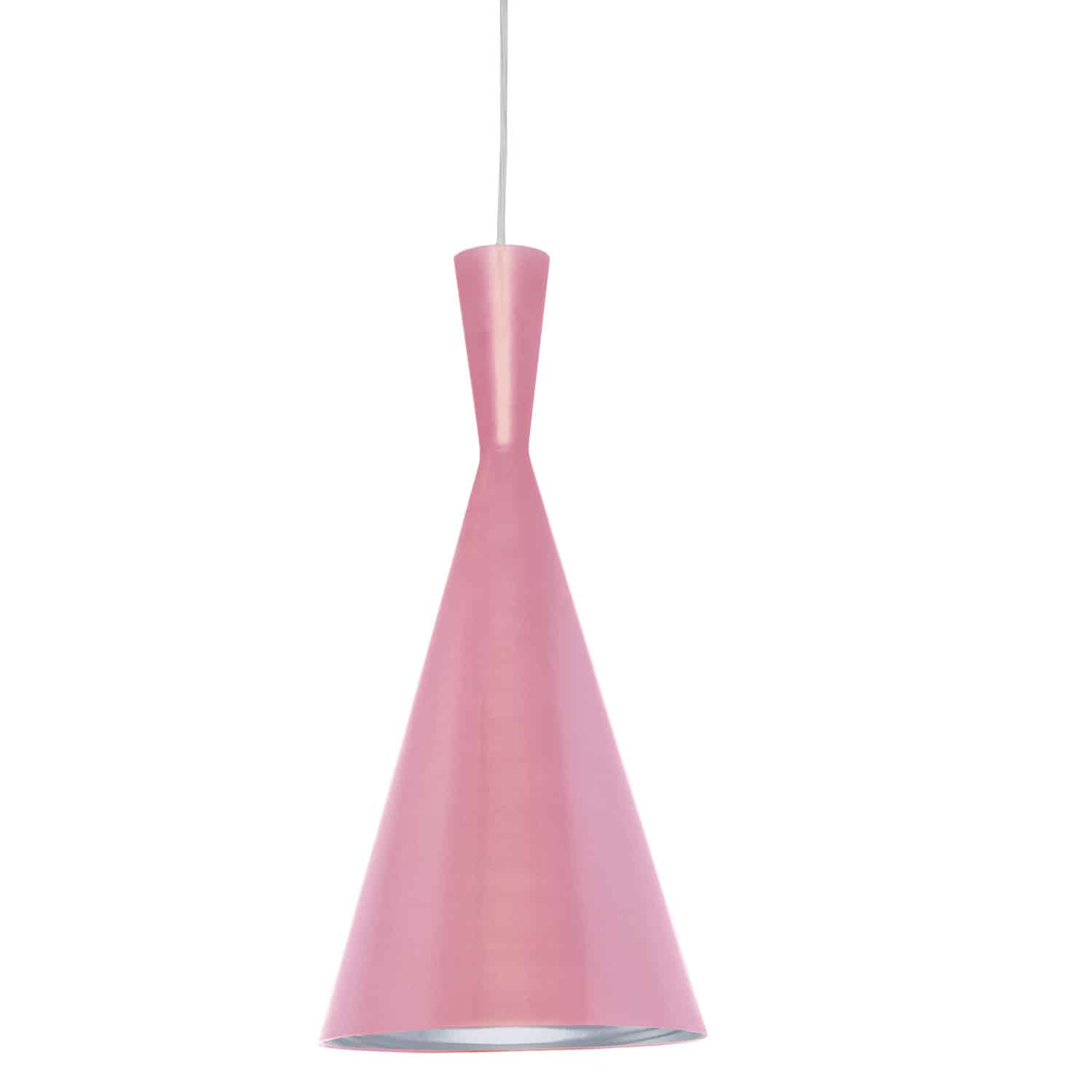 1 Light Incandescent Pendant Pink Finish with Silver Pebbled Interior