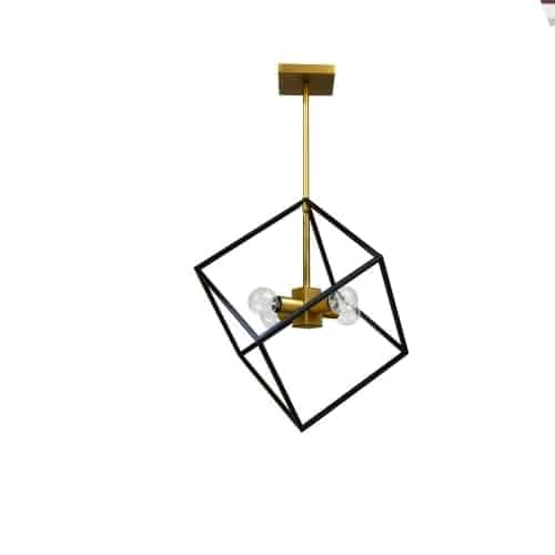 With its asymmetrical caged construction, the Kappa family of lighting offers eye appeal, and shows off your artistic sense of home décor. Available in three sizes, it can serve as a unifying element throughout your living space. The metal caged frame is set on its side for an intriguing perspective, in a finish that contrasts from the pendant drop. The double-cage configurations are available in either monochromatic or contrasting finishes. Round globe lights are set inside, horizontally and/or vertically depending on the configuration. The look is suitable for kitchens, dinettes or bar areas, offering a style that will work with modern, contemporary, and even some traditional décor schemes.
