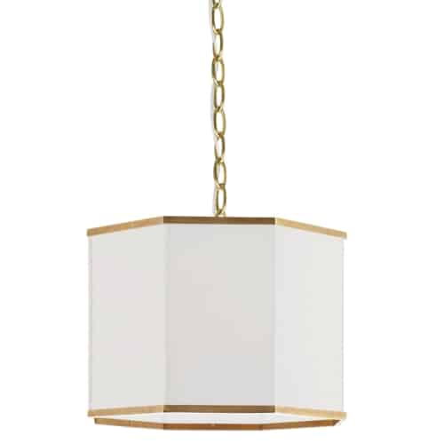 1 Light Incandescent Aged Brass Pendant w/ White Shade and