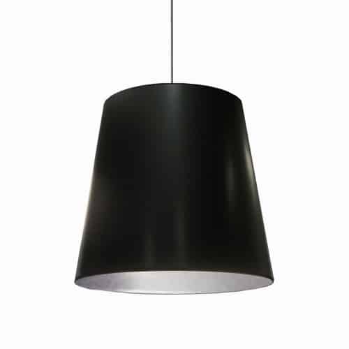 1 Light Tapered Drum Pendant with Black  on Silver Shade