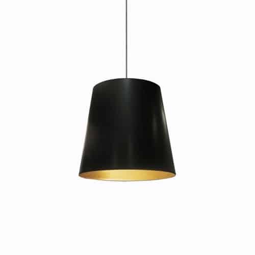 1 Light Tapered Drum Pendant with Black  on Gold Shade
