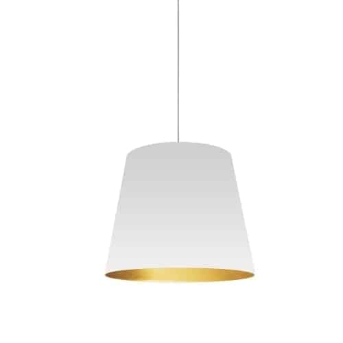1 Light Tapered Drum Pendant with White on Gold Shade