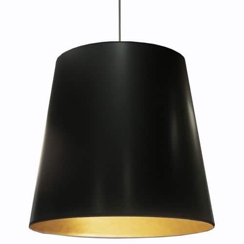 1 Light Tapered Drum Pendant with Black on Gold Shade