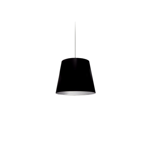 1 Light Tapered Drum Pendant with Silver on Black Shade