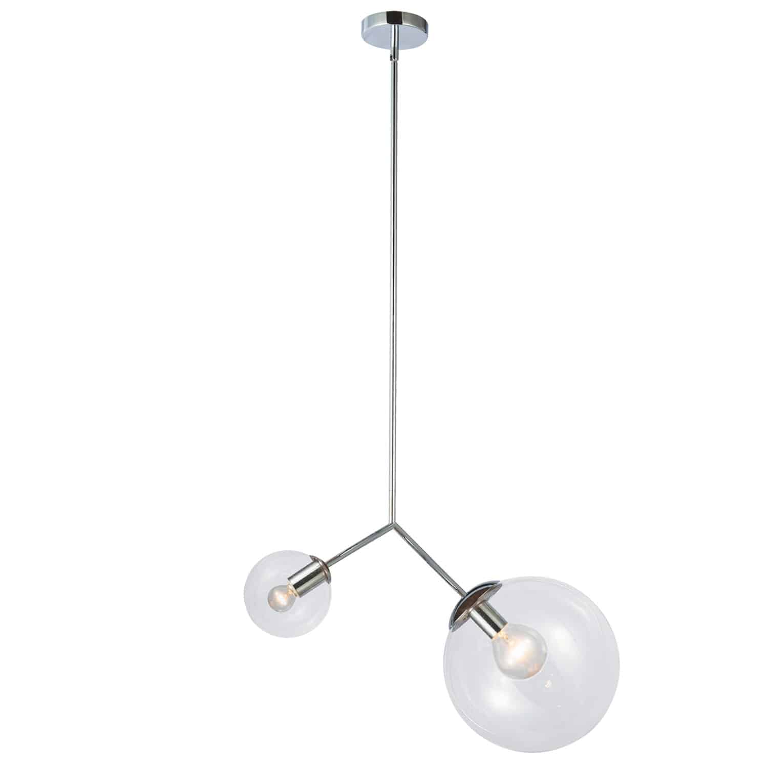 Inspired by the beauty of celestial shapes, the Orion family of lighting contrasts linear elements with glass globes for a space age sense of style. The design comes in a variety of configurations, including straight drops as well as horizontal options. The metal frame in your choice of finish features elegant straight lines in a geometric pattern. The glass globe lights are set inside the design in a variety of eye-catching configurations, according to the format. Orion lighting adds a thoroughly contemporary element of style to your living or dining rooms, or a chic bedroom.