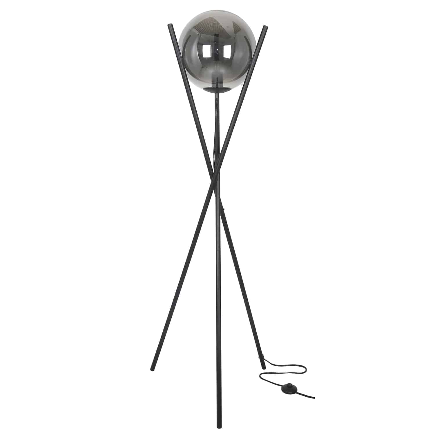 1LT Incand Floor Lamp Matte Black w/Smoked Glass — Dainolite