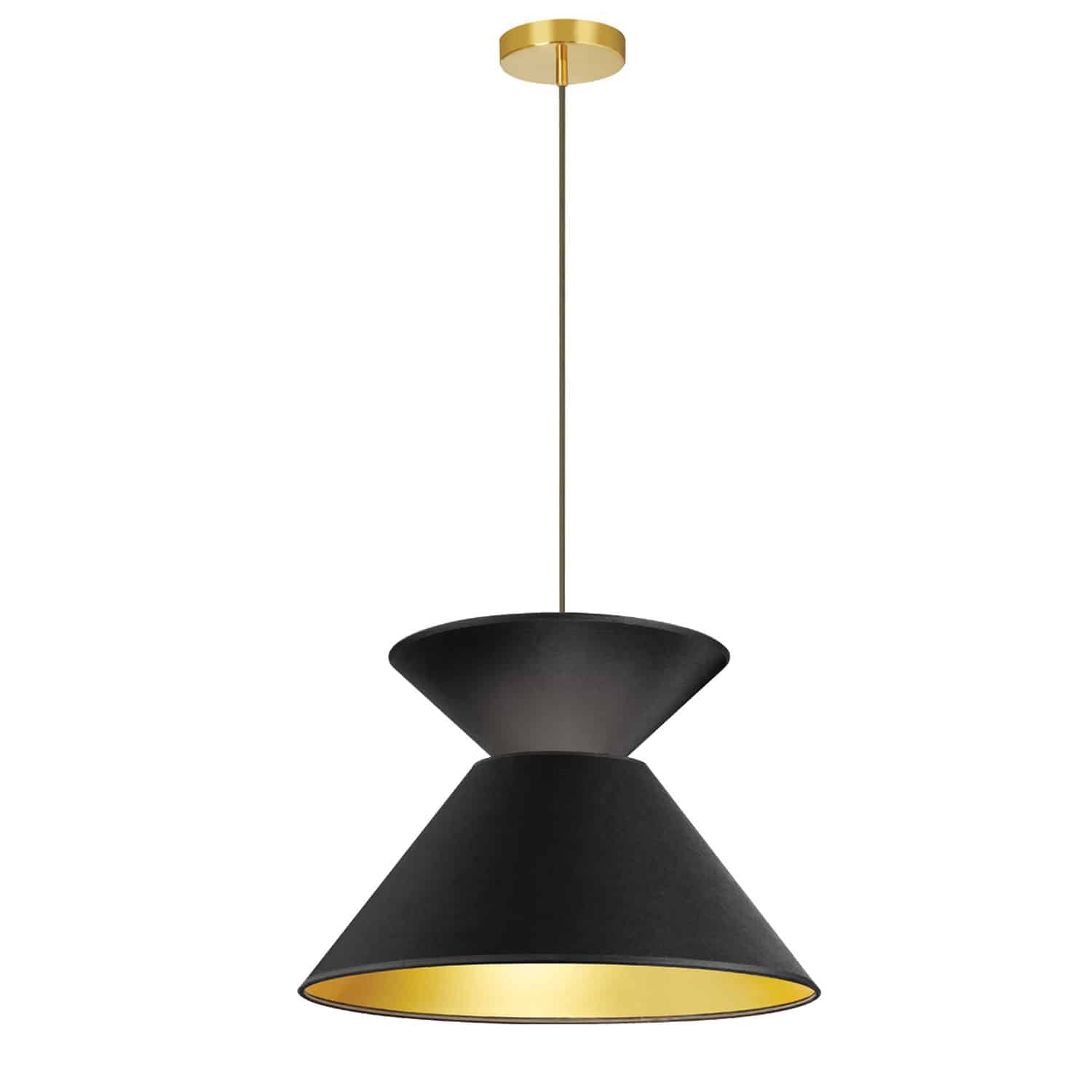 1 Light Patricia Pendant, Aged Brass with Black/Gold Shade