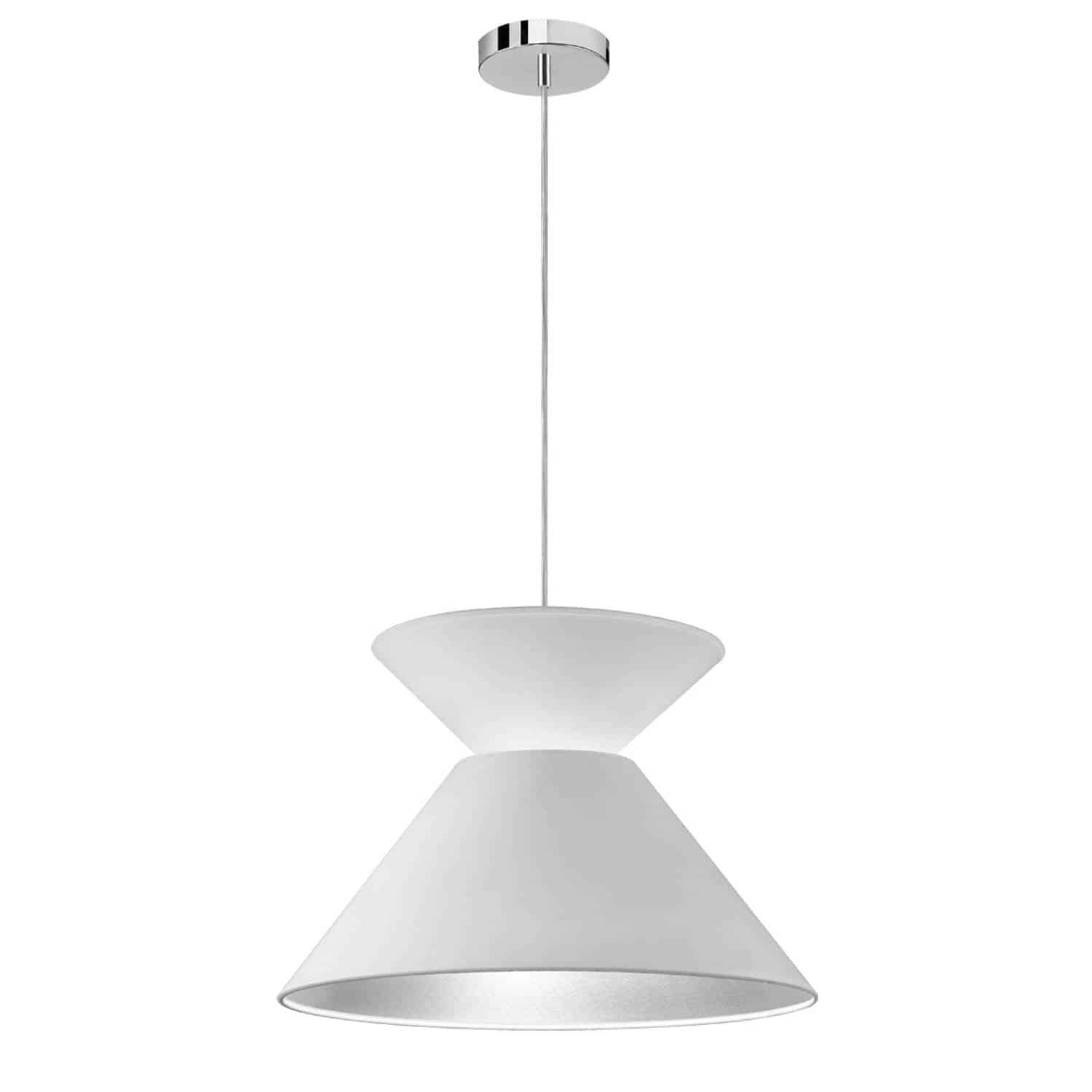 1 Light Patricia Pendant, Polished Chrome with White/Silver Shade