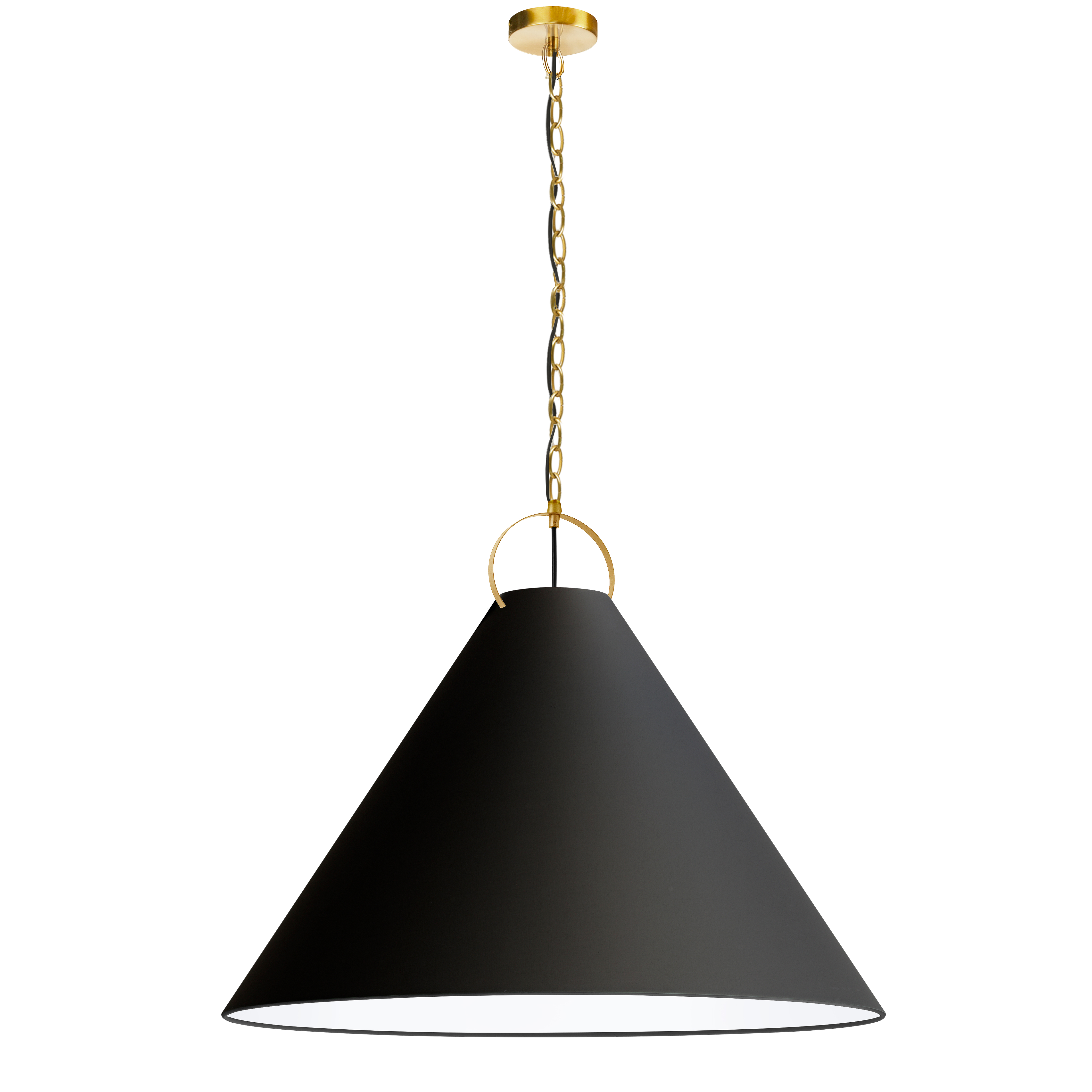 The Princeton family of lighting features a stylish profile that draws the eye. With its refined proportions and sense of detail, it comes in a range of sizes to suit any size room. A metal chain drop incorporates a circular element of the frame that encompasses the tapered end of the fabric drum shade. With color combinations from fashionable monochromatic to strikingly artful contrasts, it's a versatile look for contemporary homes. Princeton lighting adds a touch of elegance and luxury to kitchens and dining rooms, and sets a chic tone for the foyer of your home.