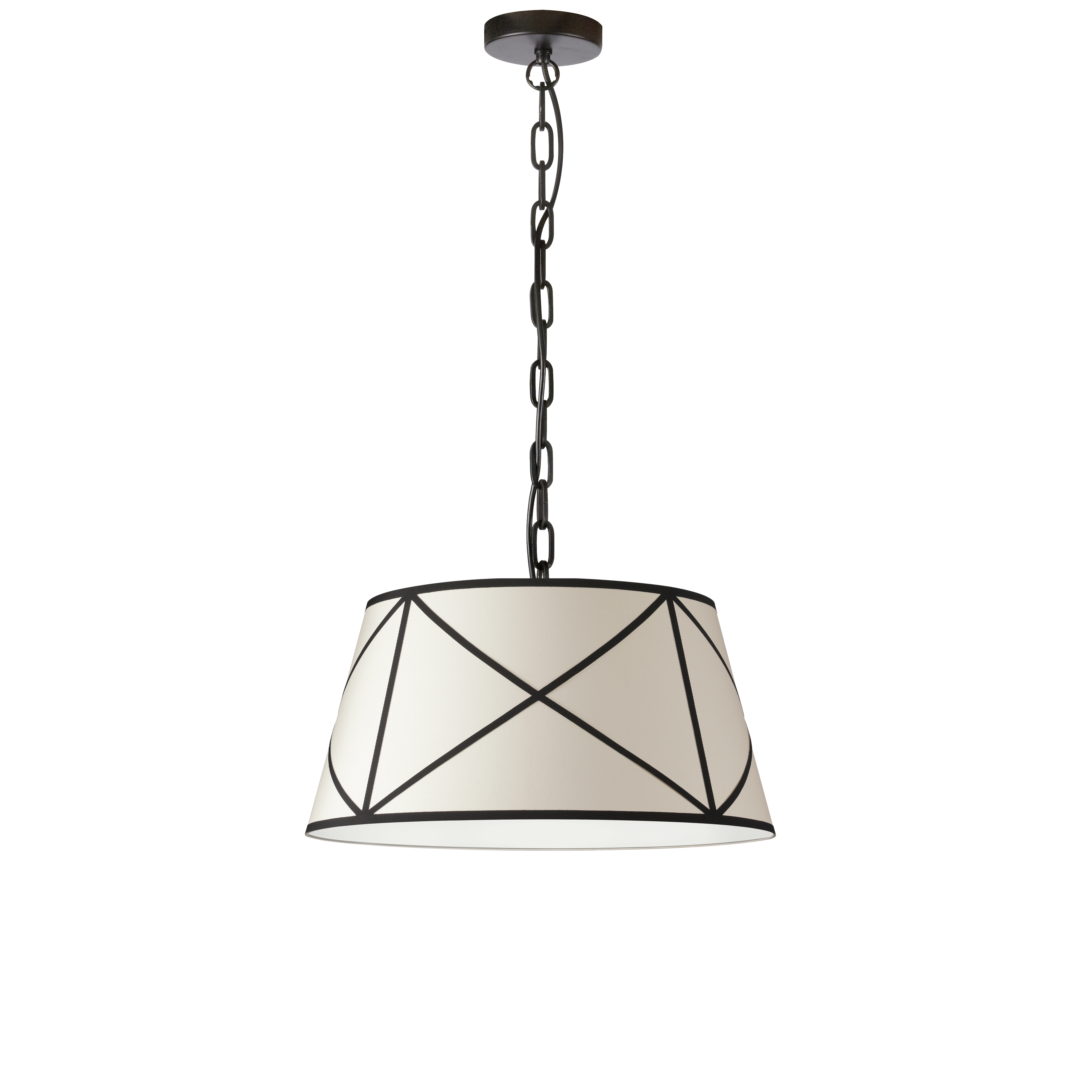The Parker family of lighting has a stylish silhouette, and details that are reminiscent of stately mid-century furnishings. Clean modern lines give it a versatile transitional design that blends with a variety of styles and décor schemes. A classic chain drops to an inverted tapered drum fabric shade, with a metal canopy and frame crafted in an elegant linear design. The look can be modified by your choice of metallic finish and contrasting fabric shade. The effect is opulent, and with its range of sizes, Parker lighting adds a note of luxury to virtually any room in your home.