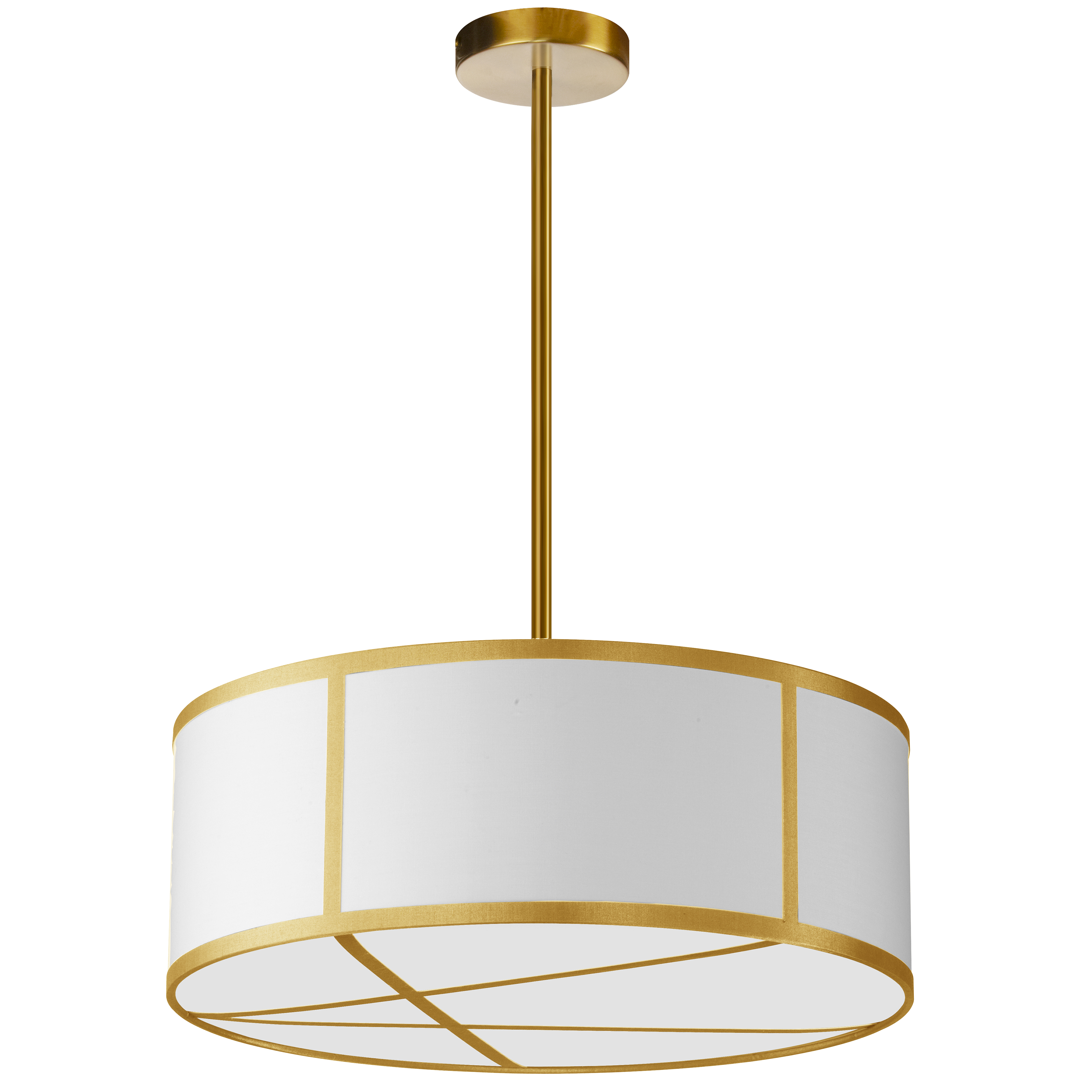 The classic drum style pendant gets a chic makeover in the Pernia family of lighting. The fashionable design, based on contrasts and linear appeal, will draw attention while complementing your contemporary décor. The metal frame in a choice of finishes creates the linear design around and below the fabric drum shade, available in a range of colors that create an eye-catching contrast. Pernia lighting offers your home a stylish look that will enhance your foyer, living room or dinette.