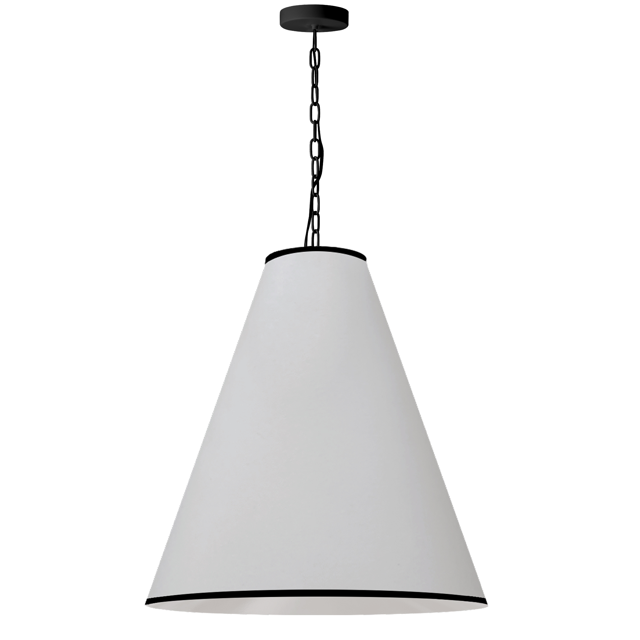 The Prym family of lighting makes a statement in refined style. With its sophisticated profile and fashionable sense of detail, it offers a versatile look incorporating elements of mid-century, modern and contemporary design. The chain drop leads to a metal frame in matte black, which extends as a trim to the fabric shade. The drum style shade features a tall tapered construction that gives it a noticeable presence in a room. Available with your choice of fabric, Prym lighting adds a focal point to your kitchen, living or dining rooms.