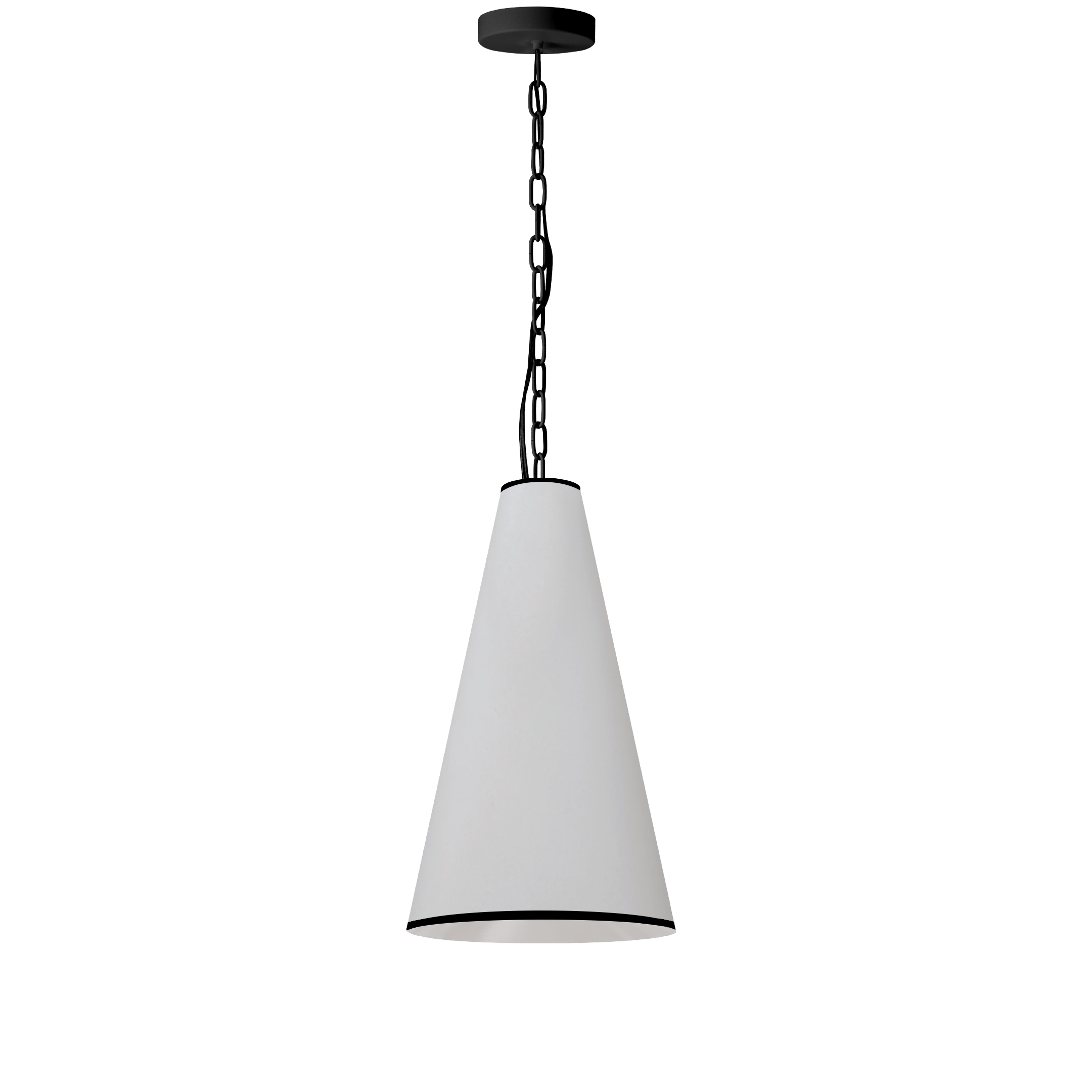The Prym family of lighting makes a statement in refined style. With its sophisticated profile and fashionable sense of detail, it offers a versatile look incorporating elements of mid-century, modern and contemporary design. The chain drop leads to a metal frame in matte black, which extends as a trim to the fabric shade. The drum style shade features a tall tapered construction that gives it a noticeable presence in a room. Available with your choice of fabric, Prym lighting adds a focal point to your kitchen, living or dining rooms.