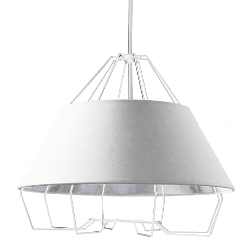 With its eye catching silhouette, the Rockwell family of statement lighting adds artistic flair to your home. A bold horizontal shade and intriguing pattern of vertical lines create the eye-catching contrast. The metal frame in your choice of stylish finish drops down to a bowl style fabric shade. The shade in a choice of colors has a hardback construction and metallic finish interior which reflects the light. It's a look that's substantial, but with an open element that prevents it from becoming overbearing. Rockwell lighting will enhance the furnishings in your dining and living rooms or hallways.