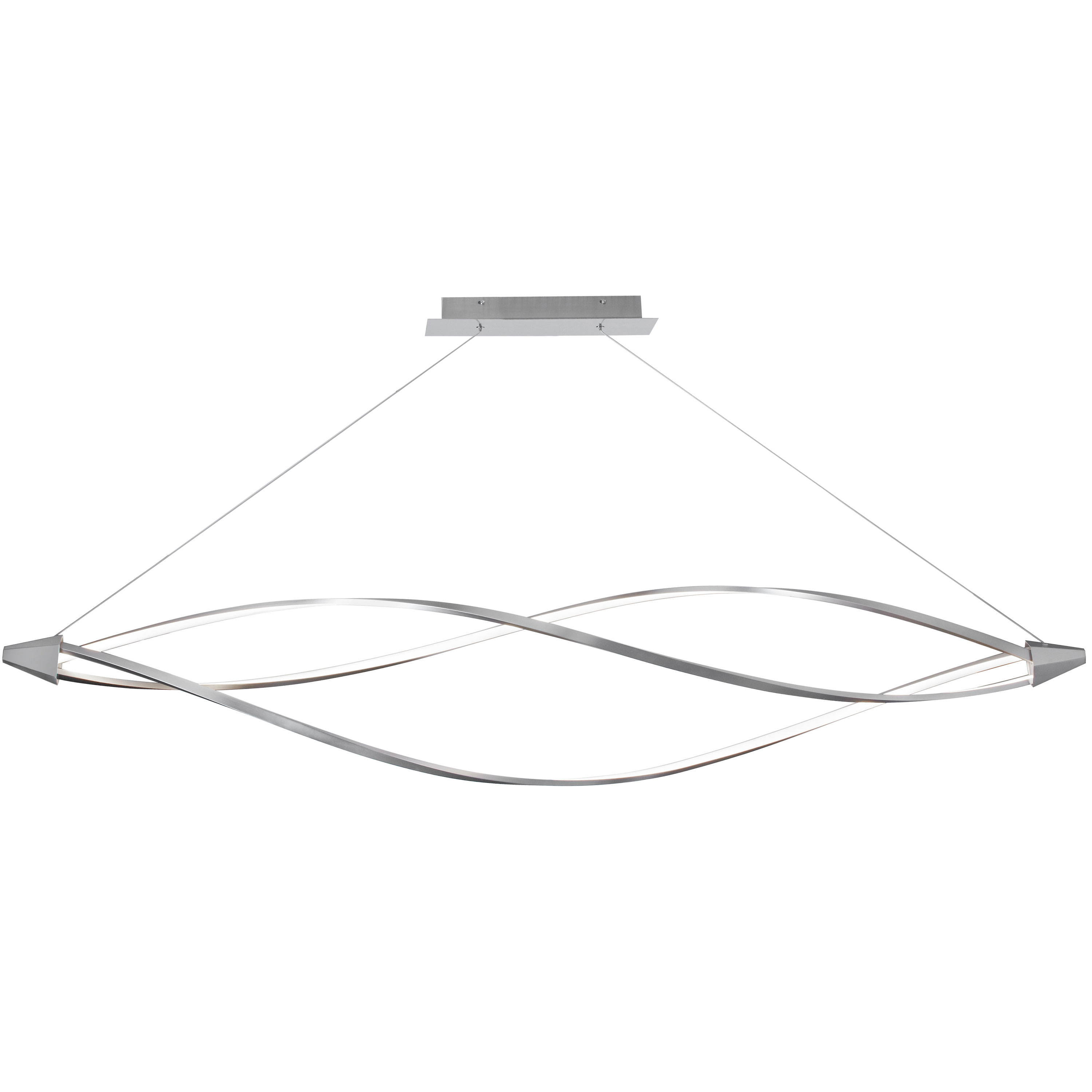 The Selene family of lighting is singularly elegant, characterized by an artistic curve of metal in either a horizontal or vertical format. The design features an integrated LED light. LED fixtures produce light at up to 90 percent better efficiency than incandescent lighting. The metal frame is artfully curved in a lyrical and symmetrical motif, using stainless steel for the horizontal configuration, and aluminum with a polished chrome finish for one of the vertical configurations. A vertical format with black matte finish includes a white acrylic diffuser for a subtler glow. With its artistic appeal, Selene lighting adds a note of luxury in your contemporary kitchen or dining room.