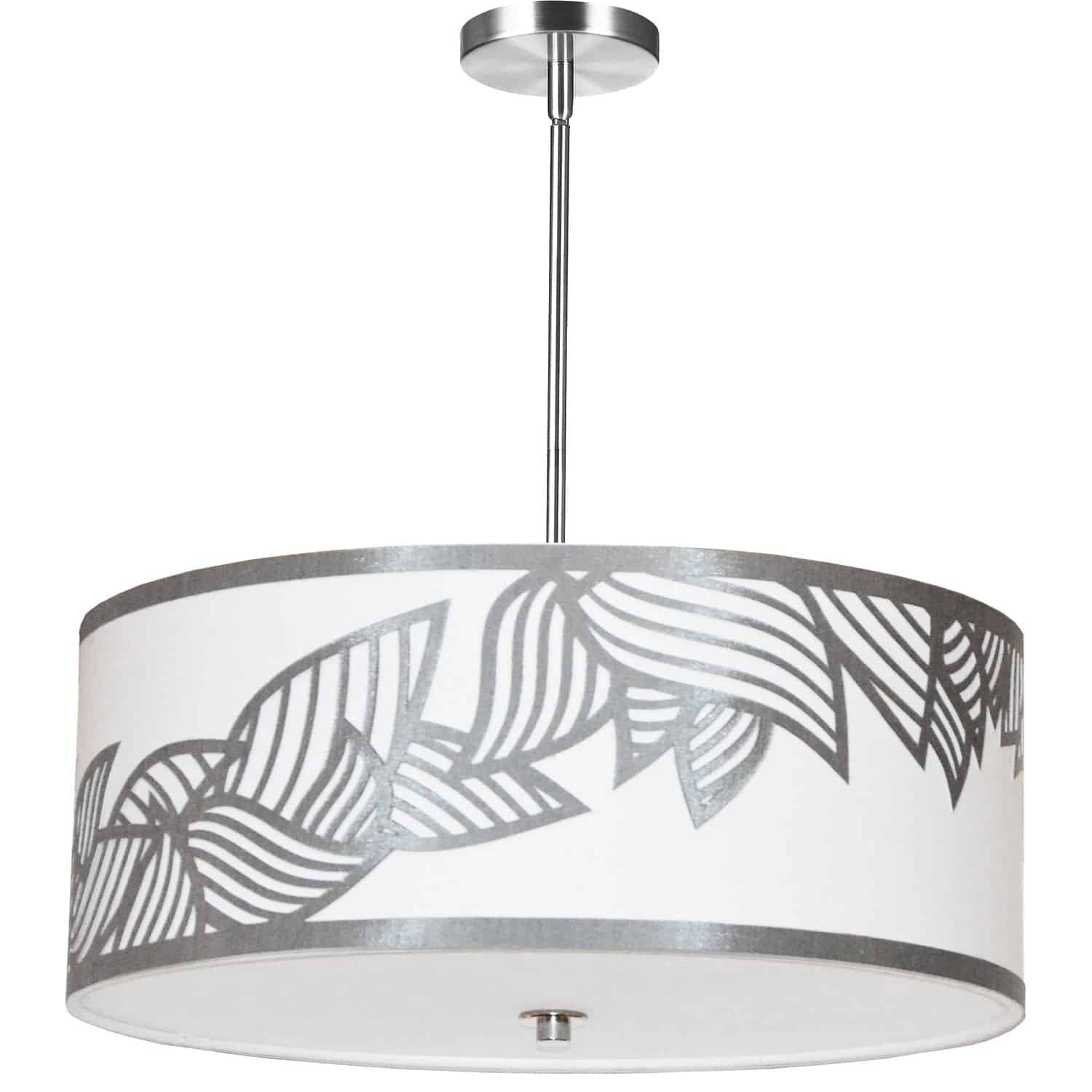 4 Light Pendant Polished Chrome Silver and White Shade  