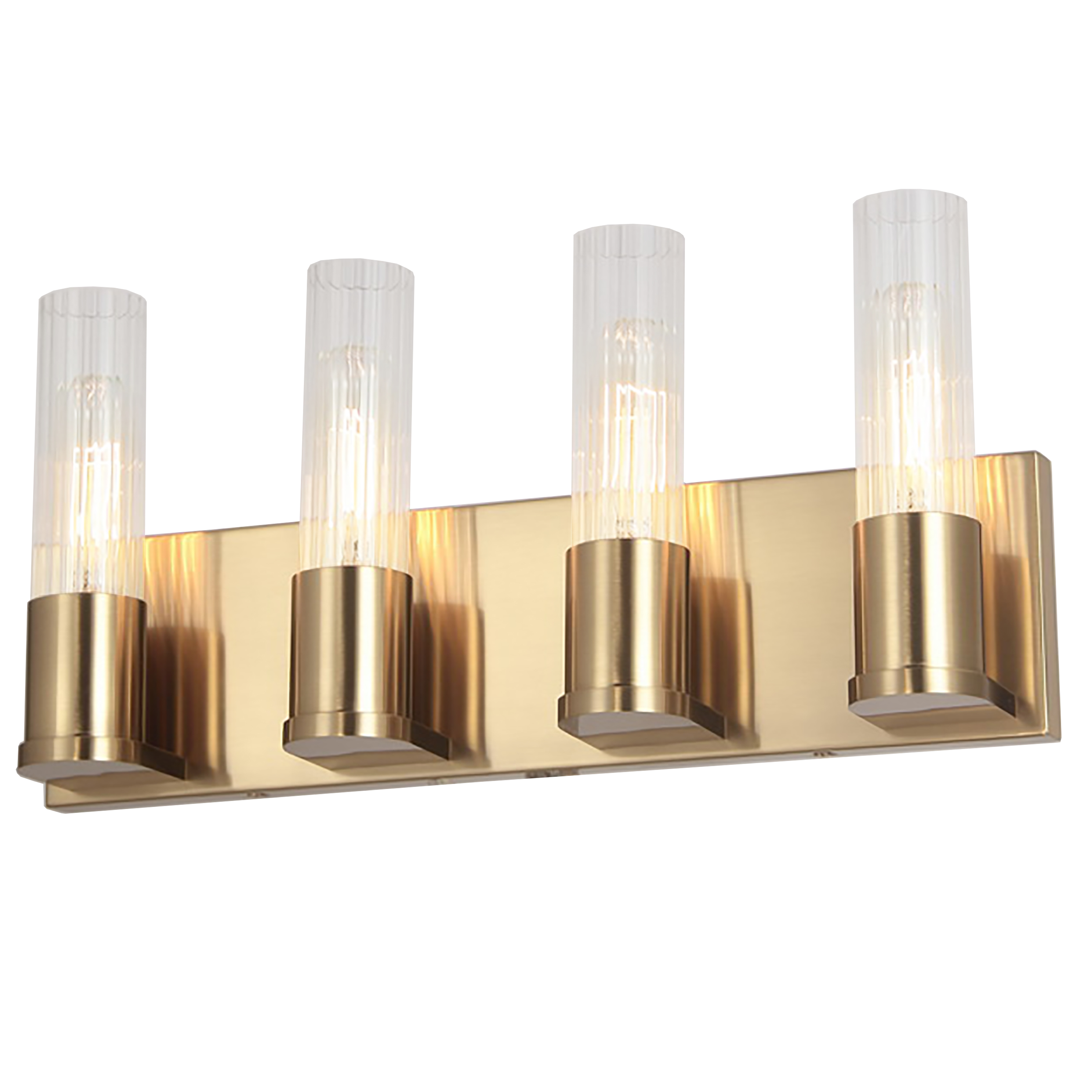 4LT Incandescent Vanity,  AGB w/ CLR Fluted Glass